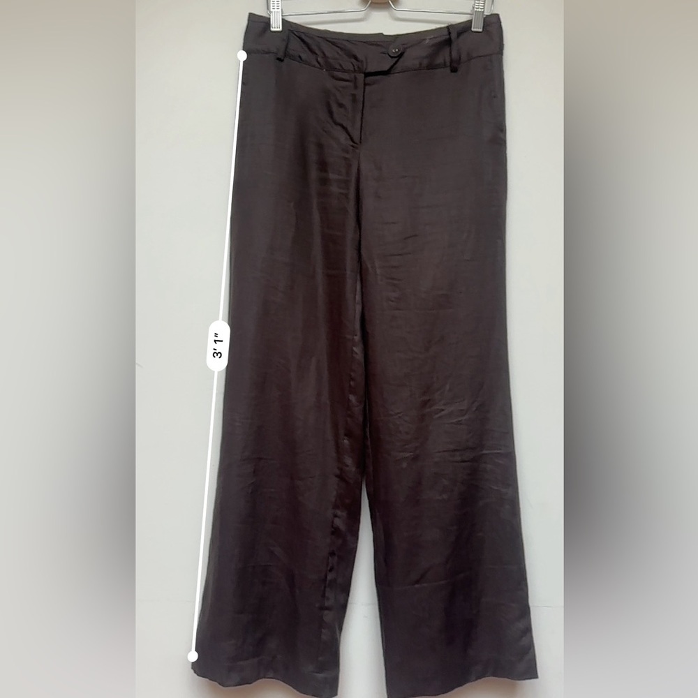 Saint Tropez West Brown 100% Linen Wide Leg Pants Size 6 - Picture 4 of 11